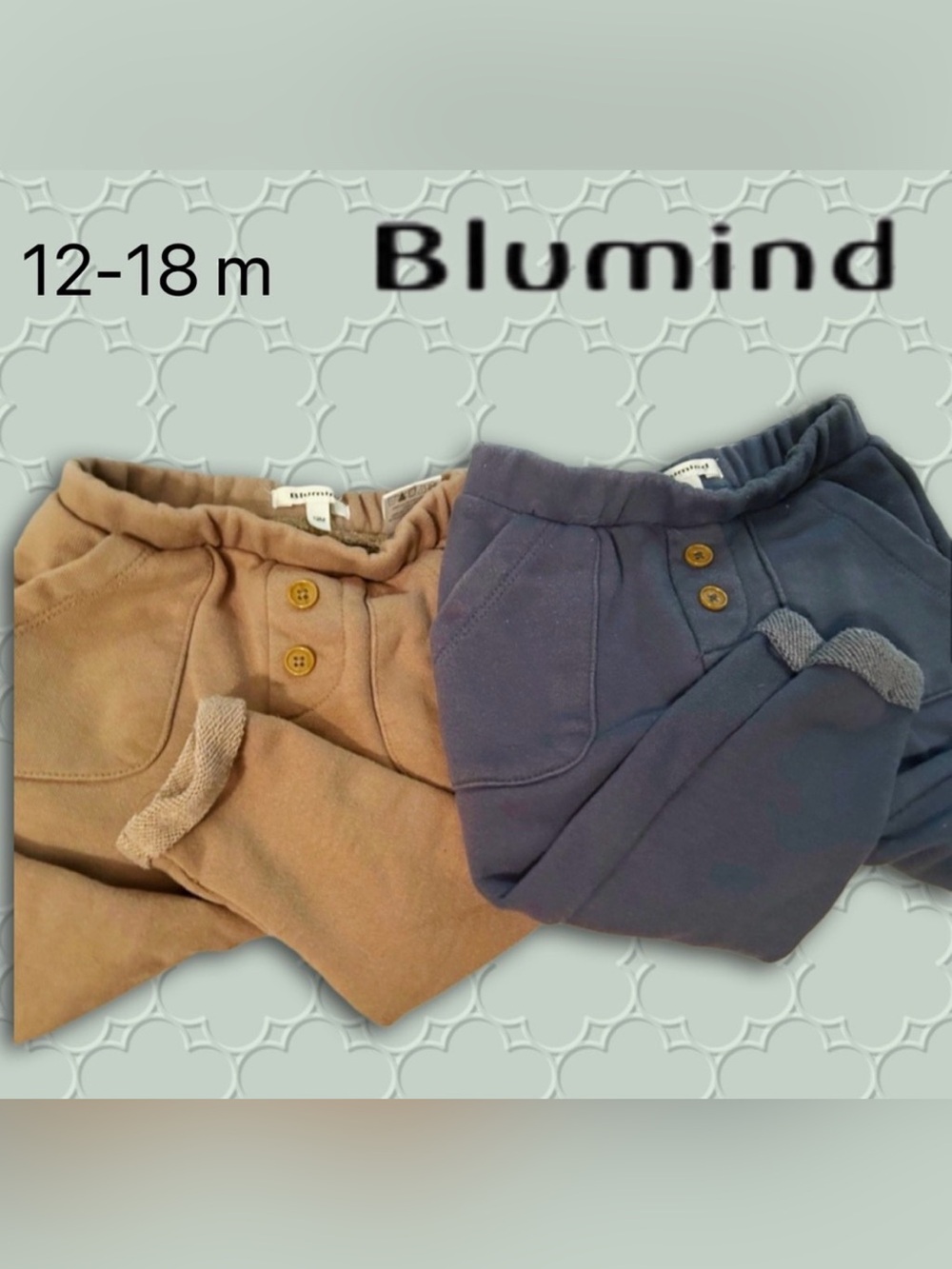 🇨🇦👍GUC BLUMIND | 12 m | Set of 2 unisex Blue & Tan Baby pants